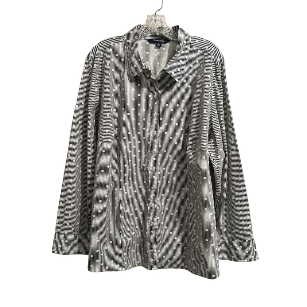 Chadwicks Of Boston Button-down Blouse Women’s 22W Black & White